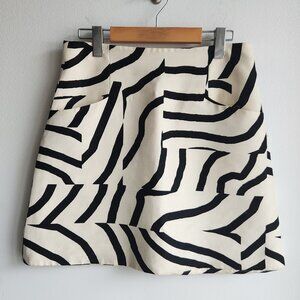 Tibi Graphic Zebra Wool & Silk Mini Skirt - Sz 8